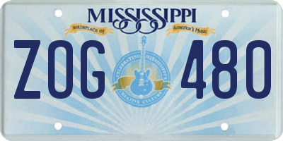 MS license plate ZOG480