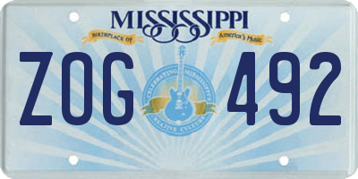 MS license plate ZOG492