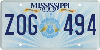 MS license plate ZOG494