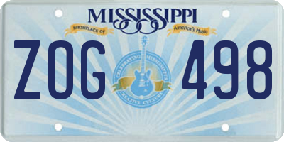 MS license plate ZOG498