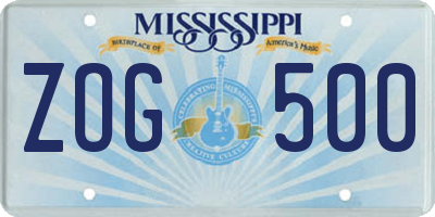 MS license plate ZOG500