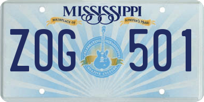 MS license plate ZOG501