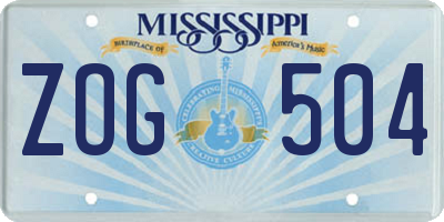 MS license plate ZOG504