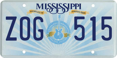MS license plate ZOG515