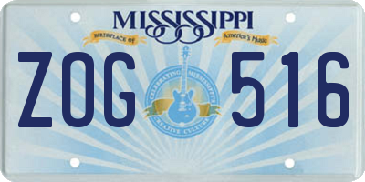 MS license plate ZOG516