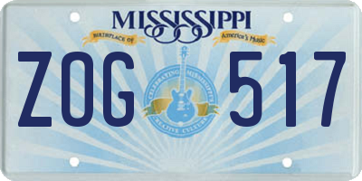 MS license plate ZOG517