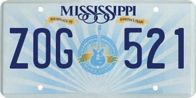 MS license plate ZOG521