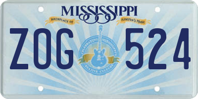 MS license plate ZOG524