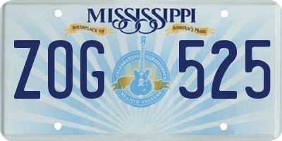MS license plate ZOG525