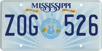 MS license plate ZOG526