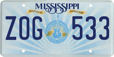 MS license plate ZOG533