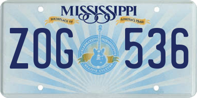 MS license plate ZOG536