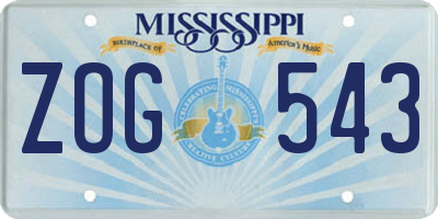 MS license plate ZOG543