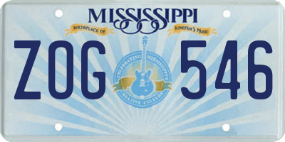 MS license plate ZOG546
