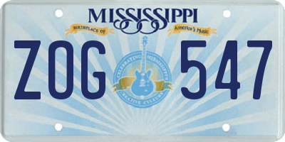 MS license plate ZOG547
