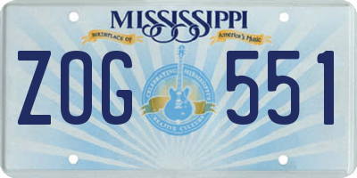 MS license plate ZOG551