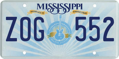 MS license plate ZOG552