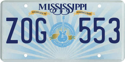 MS license plate ZOG553