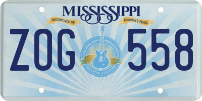 MS license plate ZOG558