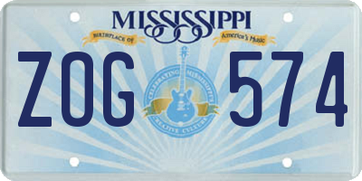 MS license plate ZOG574