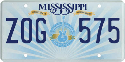 MS license plate ZOG575