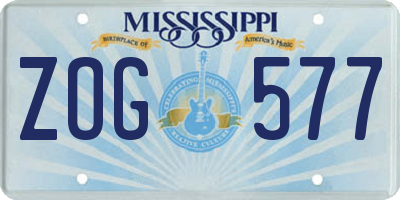 MS license plate ZOG577