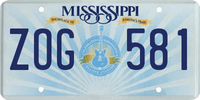 MS license plate ZOG581