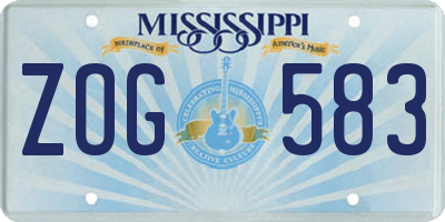 MS license plate ZOG583