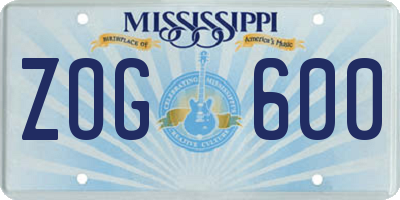 MS license plate ZOG600