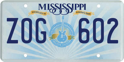 MS license plate ZOG602