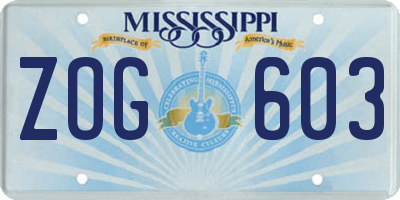 MS license plate ZOG603