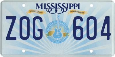 MS license plate ZOG604