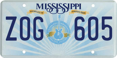 MS license plate ZOG605
