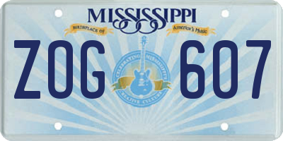 MS license plate ZOG607