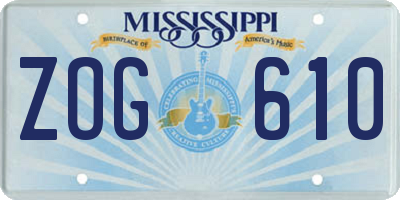 MS license plate ZOG610