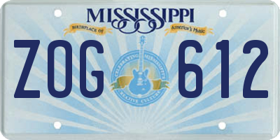 MS license plate ZOG612