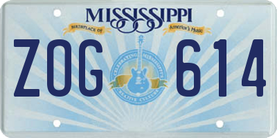 MS license plate ZOG614