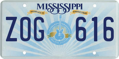MS license plate ZOG616
