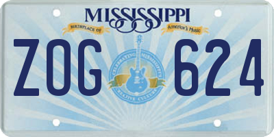 MS license plate ZOG624