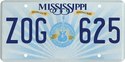 MS license plate ZOG625