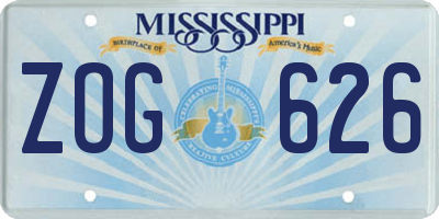 MS license plate ZOG626