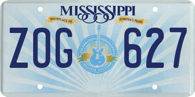 MS license plate ZOG627
