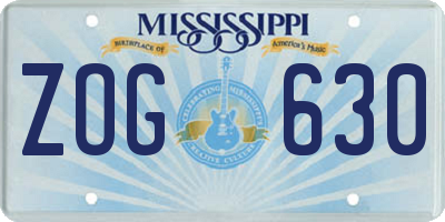 MS license plate ZOG630