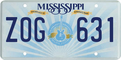 MS license plate ZOG631