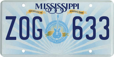 MS license plate ZOG633