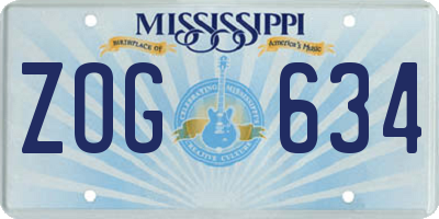 MS license plate ZOG634