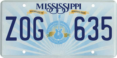 MS license plate ZOG635