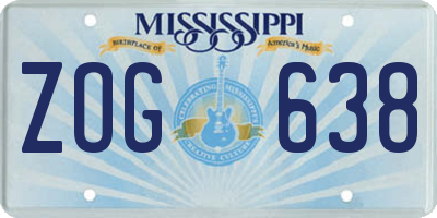 MS license plate ZOG638