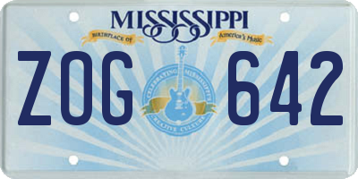 MS license plate ZOG642