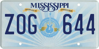 MS license plate ZOG644
